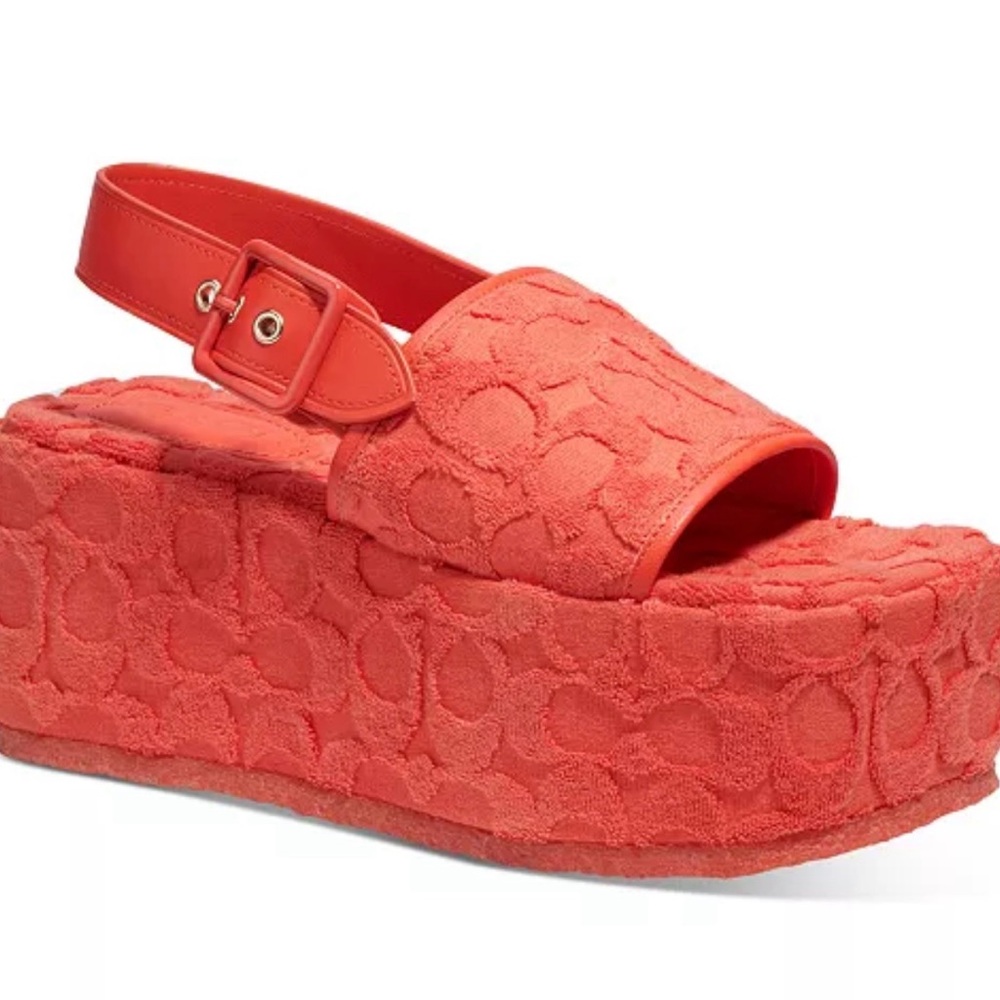 COACH NOELLE SANDAL Women's Orange Platform Sandals - Picture 3 of 13